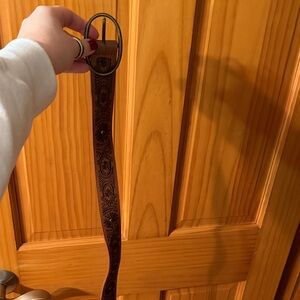 Brown Floral Embossed Belt